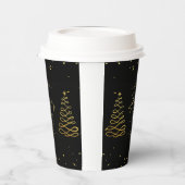 Elegantes Schwarzes & Gold Weihnachten Unterhaltun Pappbecher (Links)