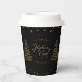 Elegantes Schwarzes & Gold Weihnachten Unterhaltun Pappbecher (Rückseite)