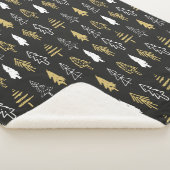 Elegantes Schwarzes Gold Weihnachtsbaum Muster Sherpadecke (3/4)