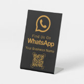 Elegantes schwarzes Gold-WhatsApp-QR-Code-Geschäft Sockelschild (Vorderseite)