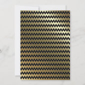 Elegantes Schwarzes Gold Zickzack gestreift Geburt Einladung (Rückseite)