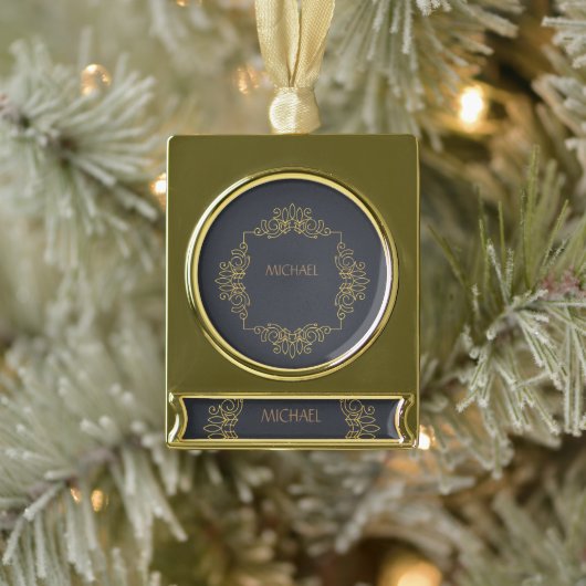 Elegantes schwarzes Goldbanner Banner-Ornament Gold (Baum)