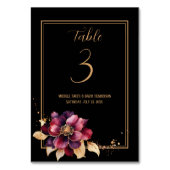 Elegantes, schwarzes goldenes Bordeaux auf doppels Tischnummer (Vorderseite)