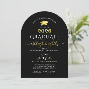 Elegantes schwarzes goldenes Faux-Metall 2026 Absc Einladung