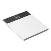 Elegantes schwarzes goldenes florales Schriftmonog Notizblock (angewinkelt)