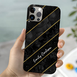 Elegantes schwarzes goldenes glitzerndes geometris Case-Mate iPhone hülle