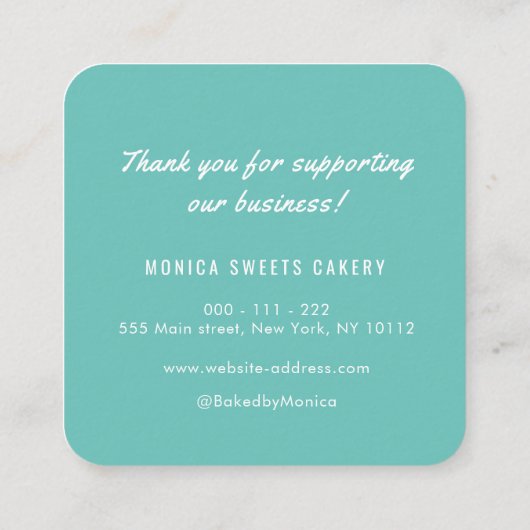 elegantes schwarzes goldenes Herz Danke Geschäftsk Quadratische Visitenkarte (Rückseite)