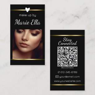Elegantes schwarzes goldenes Herz Foto QR-Code-Vor Visitenkarte