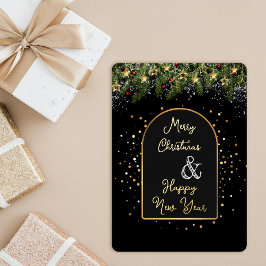 Elegantes schwarzes Goldfolien-Weihnachten Neujahr Folien Feiertagskarte