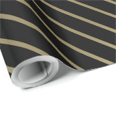 Elegantes schwarzes Goldgestreifter bezaubernder Geschenkpapier (Rolleneckpunkt)