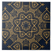 elegantes schwarzes Goldmuster Fliese (Vorderseite)