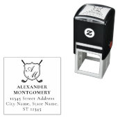 Elegantes schwarzes Golf-Monogrammwappen Permastempel (Beispiel)