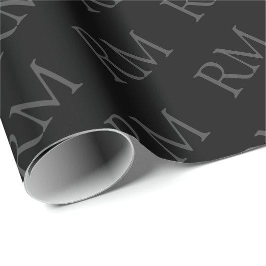 Elegantes Schwarzes Grau Minimalistisch Einfach Mo Geschenkpapier (Rolleneckpunkt)
