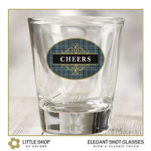 Elegantes schwarzes graues Karo personalisiert Schnapsglas
