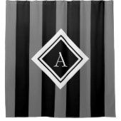 Elegantes schwarzes graues vertikale duschvorhang (Vorderseite)