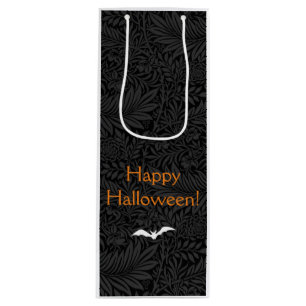 Elegantes schwarzes Halloween-Blumen-Botanik-Desig Geschenktüte Für Weinflaschen