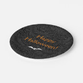 Elegantes schwarzes Halloween-Blumenmuster Pappteller (Schrägansicht)