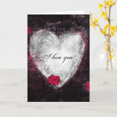 Elegantes Schwarzes Herz & Rose "I Liebe you" Karte (Gelbe Blume)