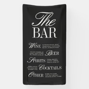 Elegantes schwarzes Hochzeitsbar-Menü-Rezeption-De Banner