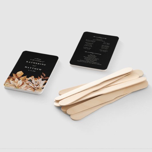 Elegantes Schwarzes Hochzeitsprogramm für den Herb Fächer (Non-assembled)