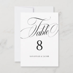 Elegantes schwarzes Hochzeitstisch-Nummernschild i