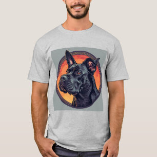 Elegantes schwarzes Hundeporträt T-Shirt