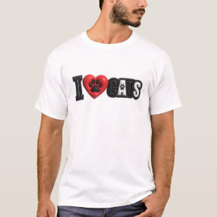 Elegantes schwarzes I LOVE CATS Kunstkomposition T-Shirt