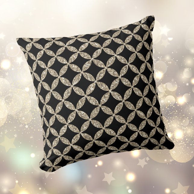 Elegantes Schwarzes Imitat Glitzer Pattern Kissen (Von Creator hochgeladen)