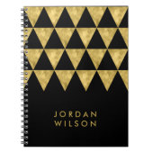 Elegantes schwarzes Imitat-Golddreieck-Muster Notizblock (Vorderseite)