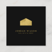 Elegantes Schwarzes Imitat Goldenes Anwesen Quadratische Visitenkarte (Vorderseite)