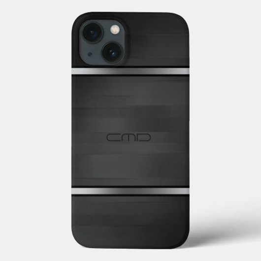 Elegantes Schwarzes Imitat Holzstreifen Silberakze Case-Mate iPhone Hülle (Rückseite)