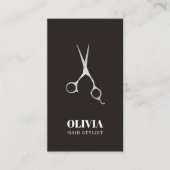 Elegantes Schwarzes Imitat Silberschere Fetthaarsa Visitenkarte (Vorderseite)