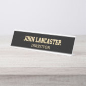 Elegantes Schwarzes individuell anpassbar Schreibtischnamensplakette (Vorderseite )