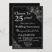 Elegantes Schwarzes Jubiläum Einladung (Vorne/Hinten)