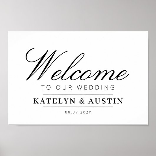 elegantes, schwarzes Kalligrafie-Begrüßungszeichen Poster (Vorne)
