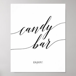 Elegantes schwarzes Kalligrafie Süßigkeiten Bar Sc Poster