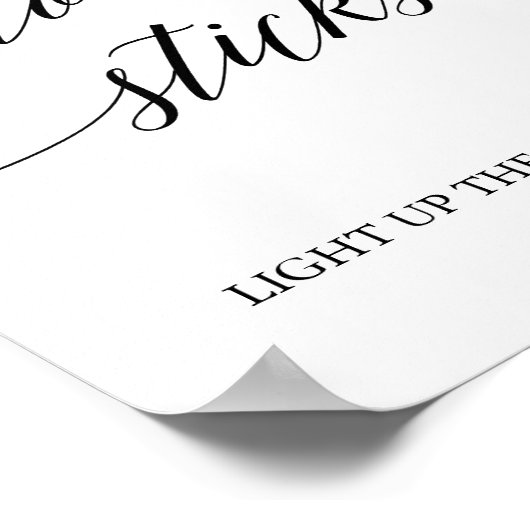 Elegantes Schwarzes Kalligrafisches Glow Sticks Ze Poster (Ecke)