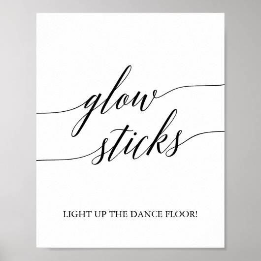 Elegantes Schwarzes Kalligrafisches Glow Sticks Ze Poster (Vorne)