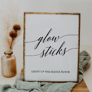 Elegantes Schwarzes Kalligrafisches Glow Sticks Ze Poster