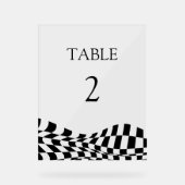 Elegantes schwarzes, kariertes Muster, Hochzeitsti Acrylschild (Vorderseite)