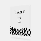 Elegantes schwarzes, kariertes Muster, Hochzeitsti Acrylschild (Winkel)