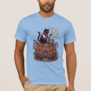 Elegantes Schwarzes-Katzen-Kürbisanwesen-Shirt Got T-Shirt