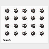 Elegantes schwarzes Katzendesign Runder Aufkleber (Blatt)