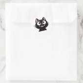 Elegantes schwarzes Katzendesign Runder Aufkleber (Tasche)