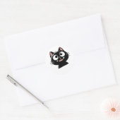 Elegantes schwarzes Katzendesign Runder Aufkleber (Umschlag)