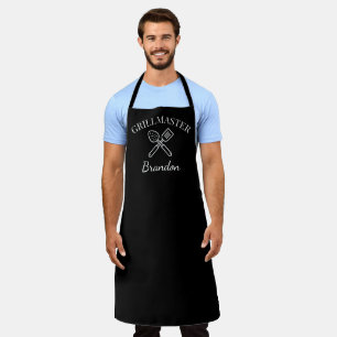 Elegantes schwarzes Kochname Herren Modern Grillma Schürze