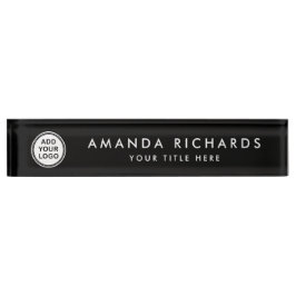 Elegantes schwarzes kundenspezifisches Logo Namensplakette