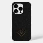 Elegantes schwarzes Leder, einfach mit Monogramm Case-Mate iPhone Hülle (Rückseite)