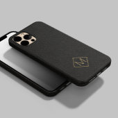 Elegantes schwarzes Leder, einfach mit Monogramm Case-Mate iPhone Hülle