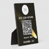 Elegantes schwarzes Leder Gold-Scheinwerfer QR-Cod Fotoplatte (Seite)